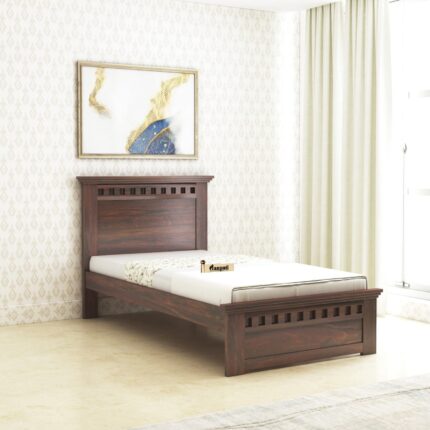 Sheesham Wood Single Bed - Walnut Finish
