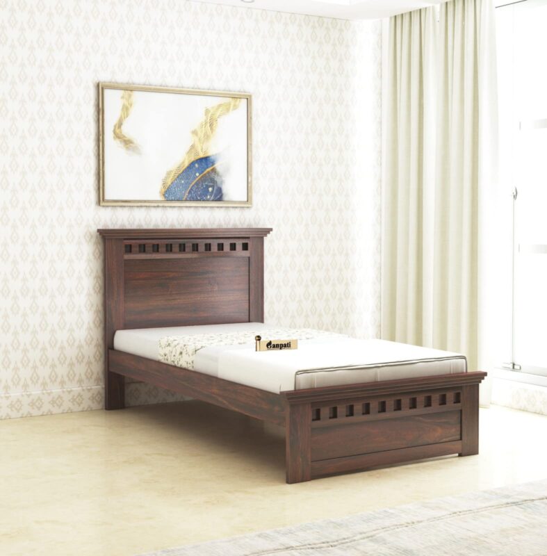 Sheesham Wood Single Bed - Walnut Finish