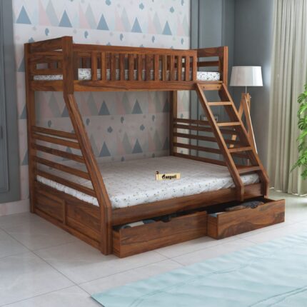 Sheesham Wood Bed - Natural Finish