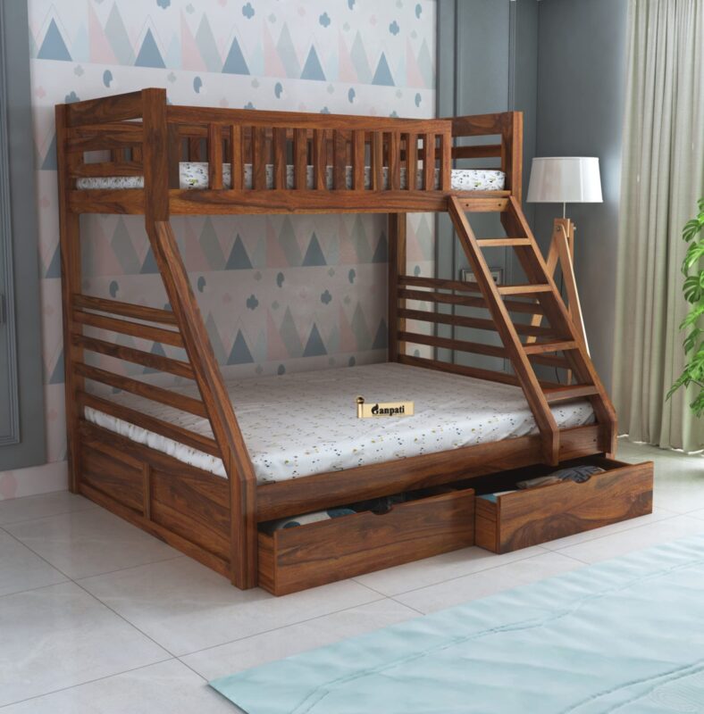Sheesham Wood Bed - Natural Finish
