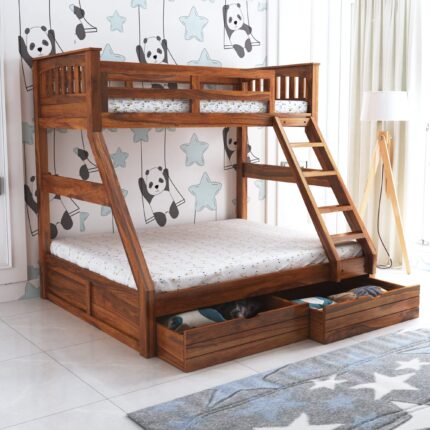 Sheesham Wood Bed - Natural Finish