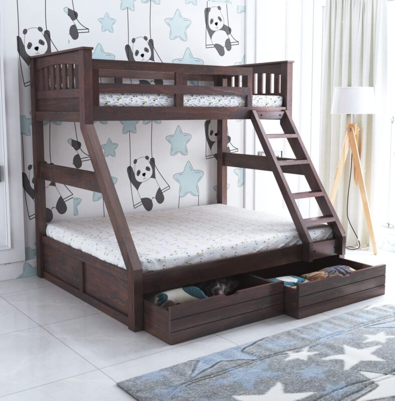 Sheesham Wood Bed - Walnut Finish