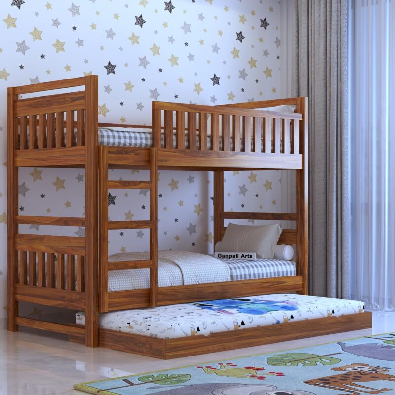 Sheesham Wood Bed - Natural Finish (With Trundle)