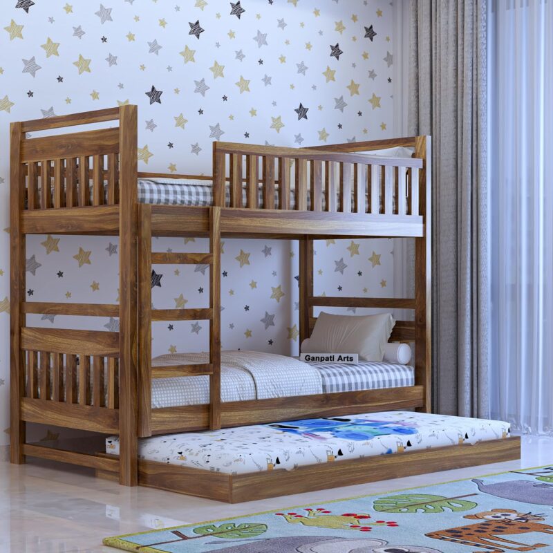 Sheesham Wood Bed - Teak Finish (With Trundle)