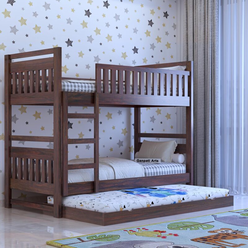 Sheesham Wood Bed - Walnut Finish (With Trundle)