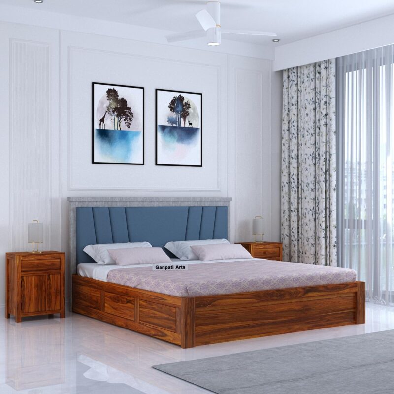 Sheesham Wood King Size Bed - Natural Finish