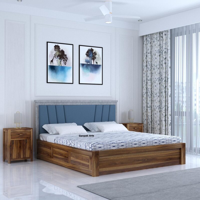 Sheesham Wood King Size Bed - Teak Finish