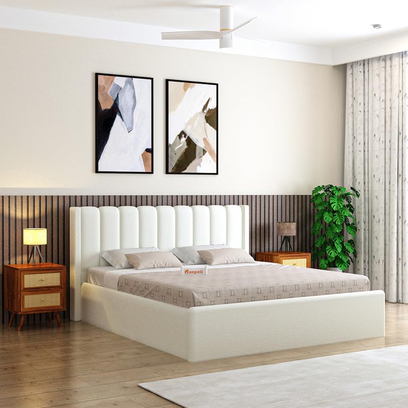 Sheesham Wood King Size Bed - Off White