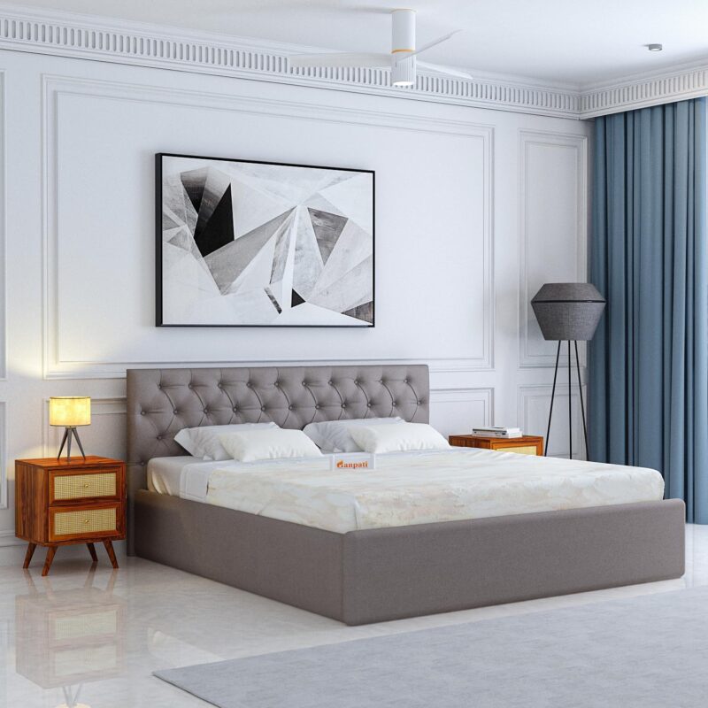 Sheesham Wood Queen Size Bed - Grey