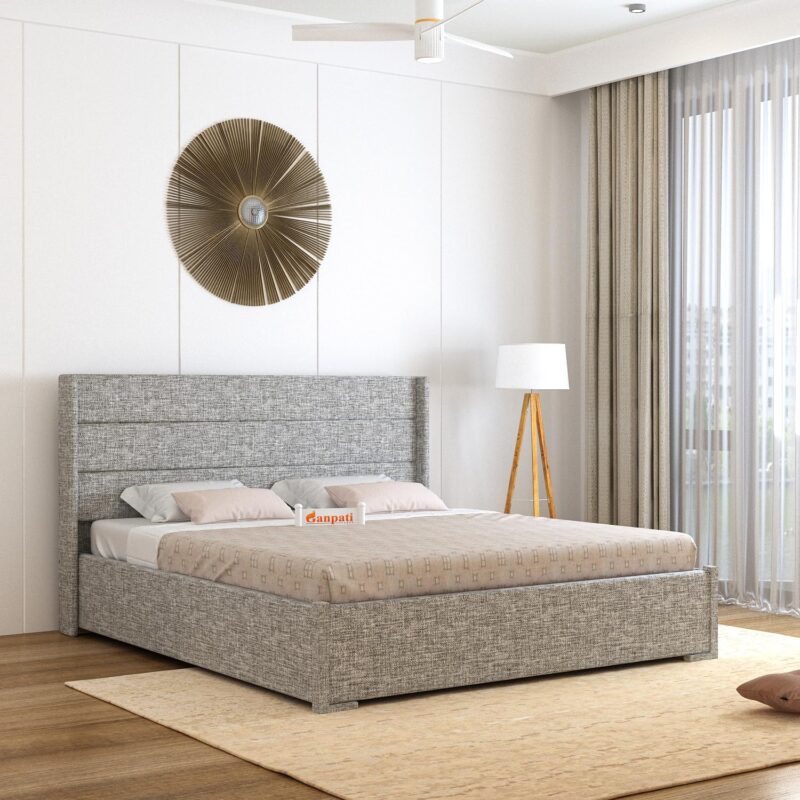 Solid Sheesham Wood King Size Bed - Grey