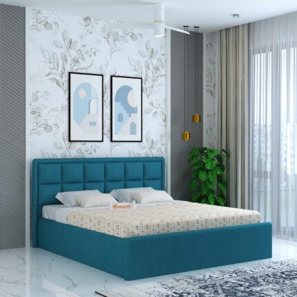 Solid Sheesham Wood Queen Size Bed - Teal