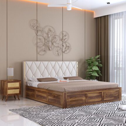Sheesham Wood King Size Bed - Teak