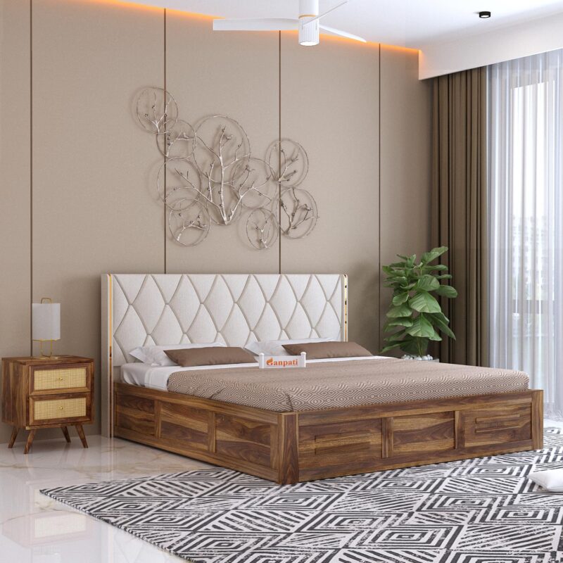 Sheesham Wood King Size Bed - Teak