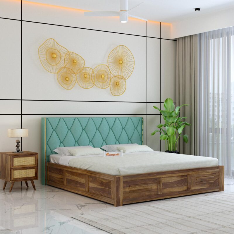 Sheesham Wood King Size Bed - Teak