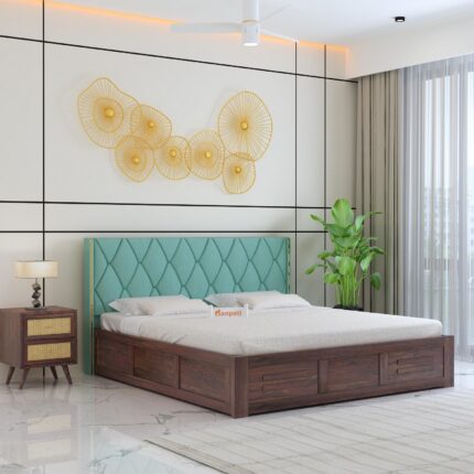 Sheesham Wood King Size Bed - Walnut Finish