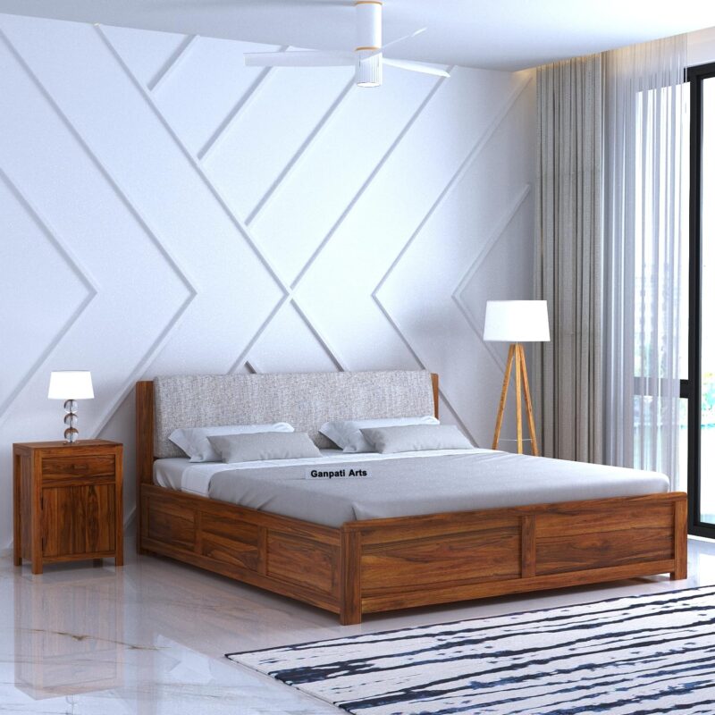 Sheesham Wood King Size Bed - Natural Finish