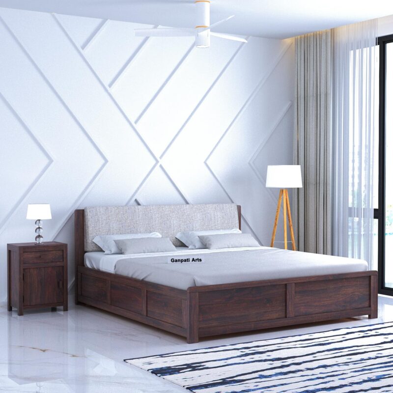 Sheesham Wood King Size Bed - Walnut Finish