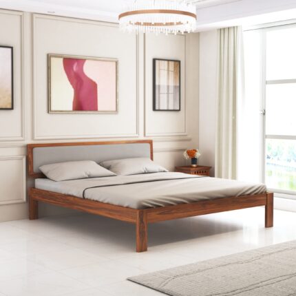 Sheesham Wood King Size Bed - Natural Finish