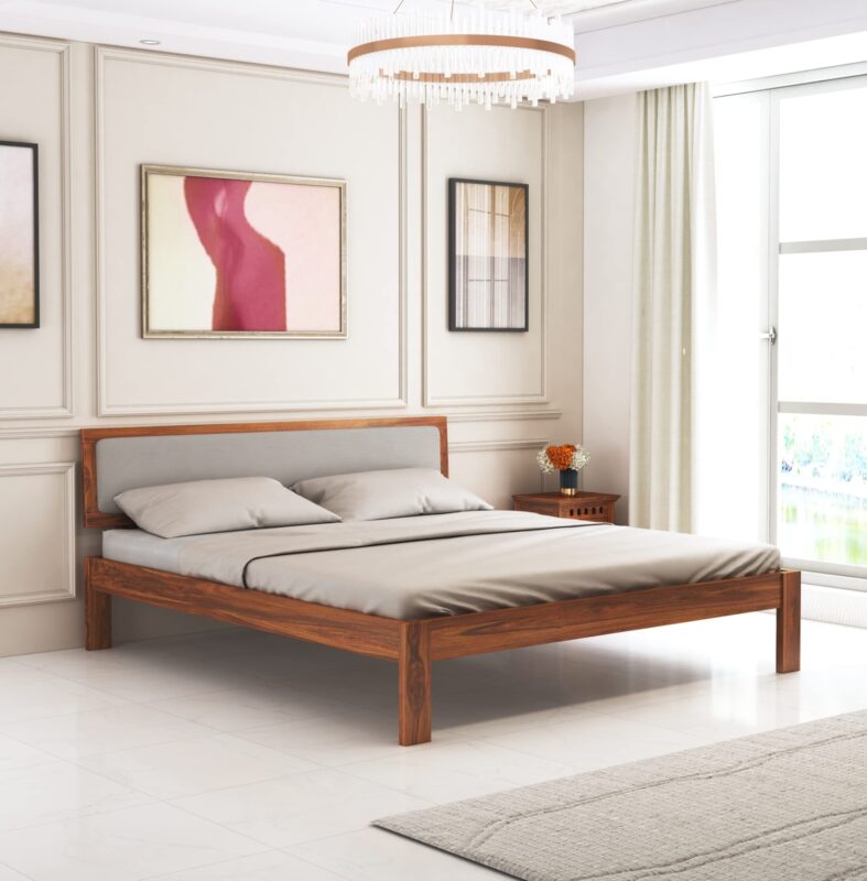 Sheesham Wood King Size Bed - Natural Finish