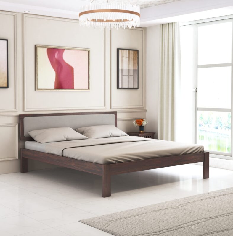 Sheesham Wood King Size Bed - Walnut Finish