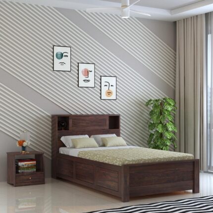 Sheesham Wood Bed - Natural Finish
