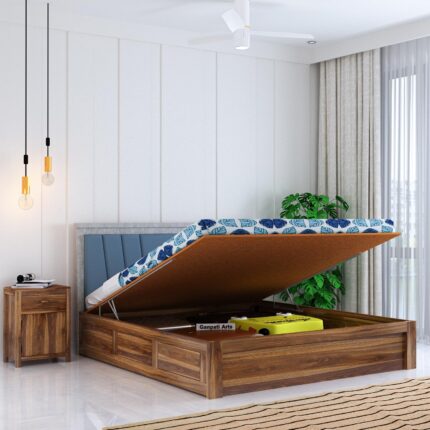 Sheesham Wood Queen Size Bed - Teak Finish