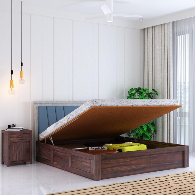 Sheesham Wood Queen Size Bed - Walnut Finish