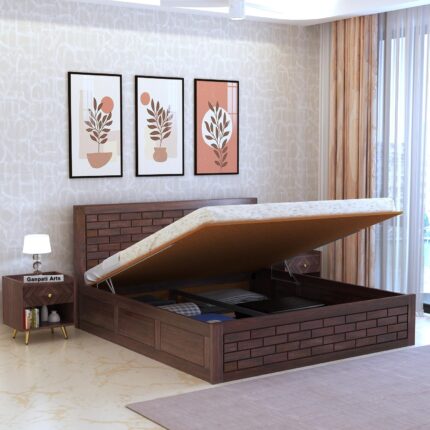 Sheesham Wood Queen Size Bed - Walnut Finish