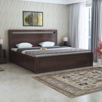 Sheesham Wood Queen Size Bed - Walnut Finish ()