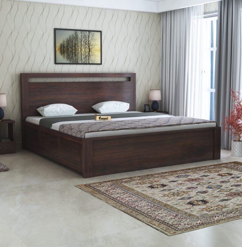 Sheesham Wood Queen Size Bed - Walnut Finish ()