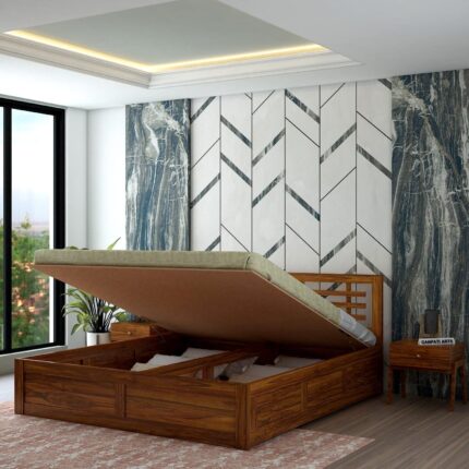 Sheesham Wood King Size Bed - Natural Finish