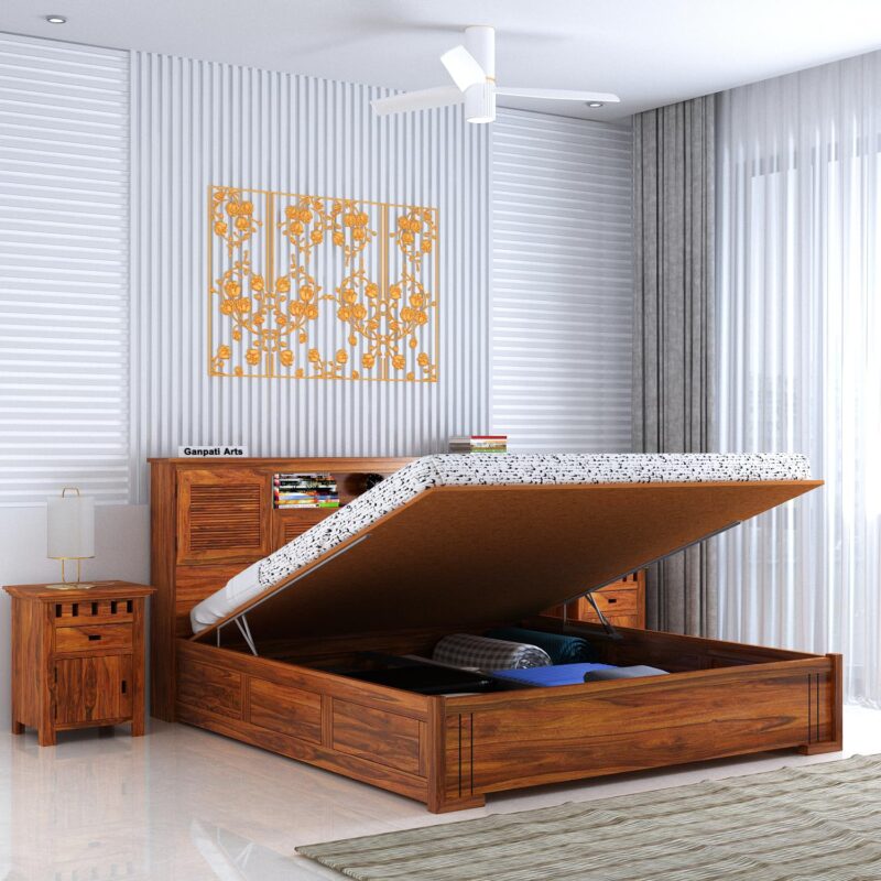 Sheesham Wood King Size Bed - Natural Finish - Maharaja Groove