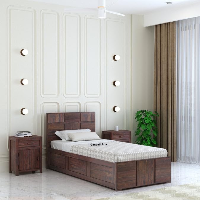 Sheesham Wood Single Bed - Walnut Finish