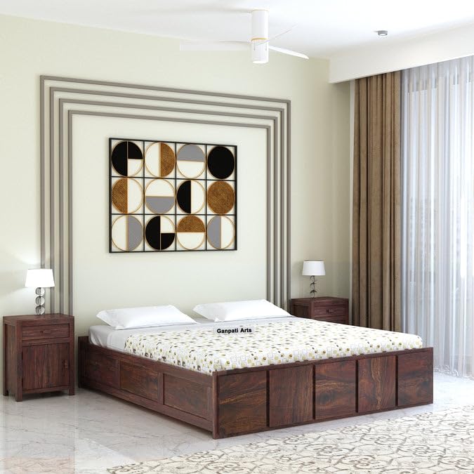 Sheesham Wood King Size Bed - Walnut Finish-Box
