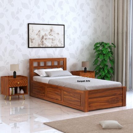 Sheesham Wood Single Bed - Natural Finish