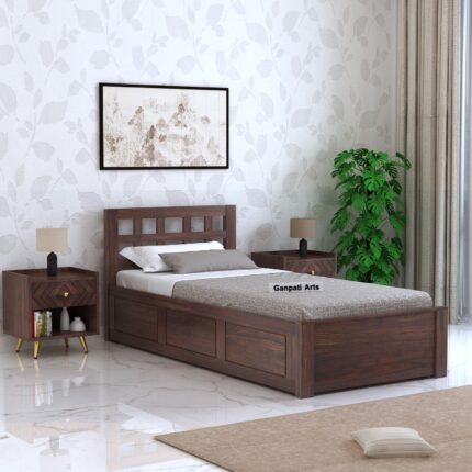 Sheesham Wood Single Bed - Walnut Finish