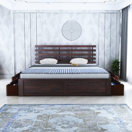 Sheesham Wood King Size Bed - Walnut