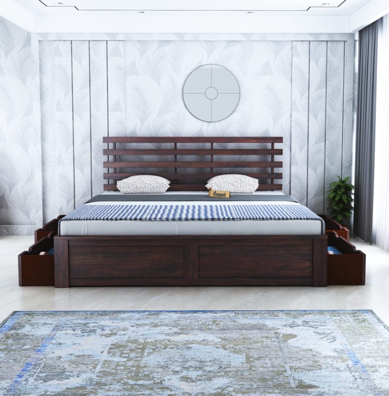 Sheesham Wood King Size Bed - Walnut
