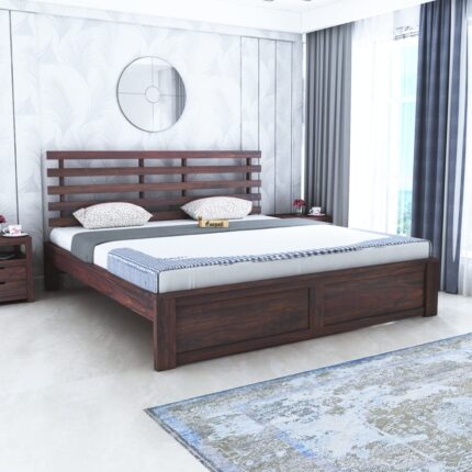 Sheesham Wood King Size Bed - Walnut