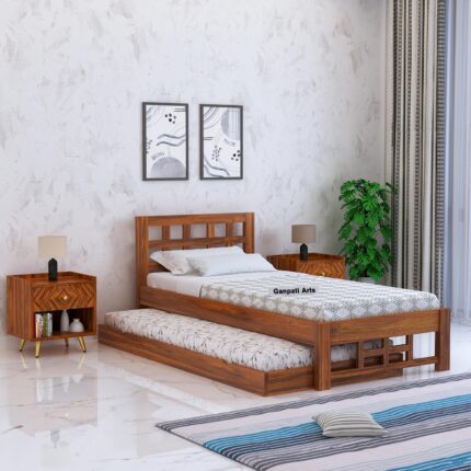 Sheesham Wood Single Bed - Natural Finish